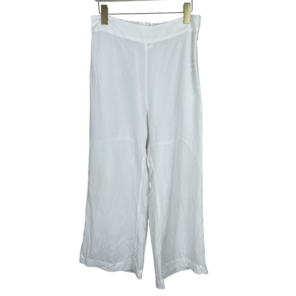 Shosh New York Structured Linen Cropped Wide Leg Pants Minimalist White Sz 2 Med